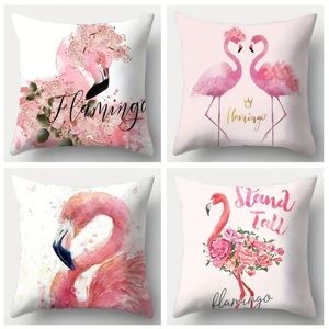 Set of 4 Flamingo 🦩 Accent Pillow Pillowcase Covers NEW